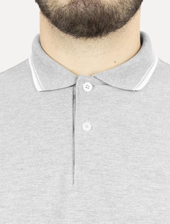 Polo Aramis Masculina Piquet Off Friso Cinza Mescla