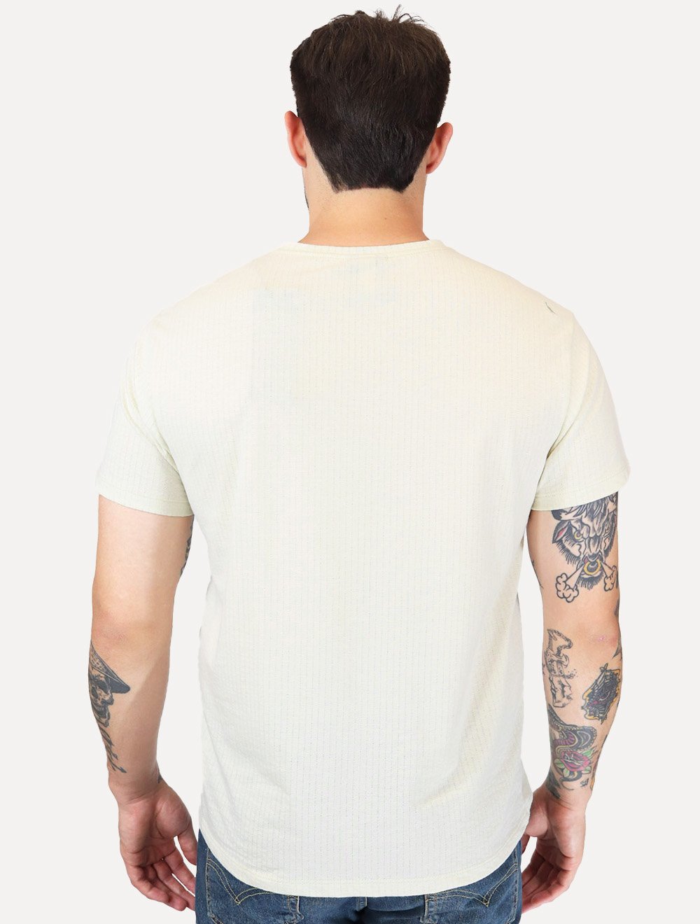 Camiseta Reserva Masculina Maquinetada Listrada Areia
