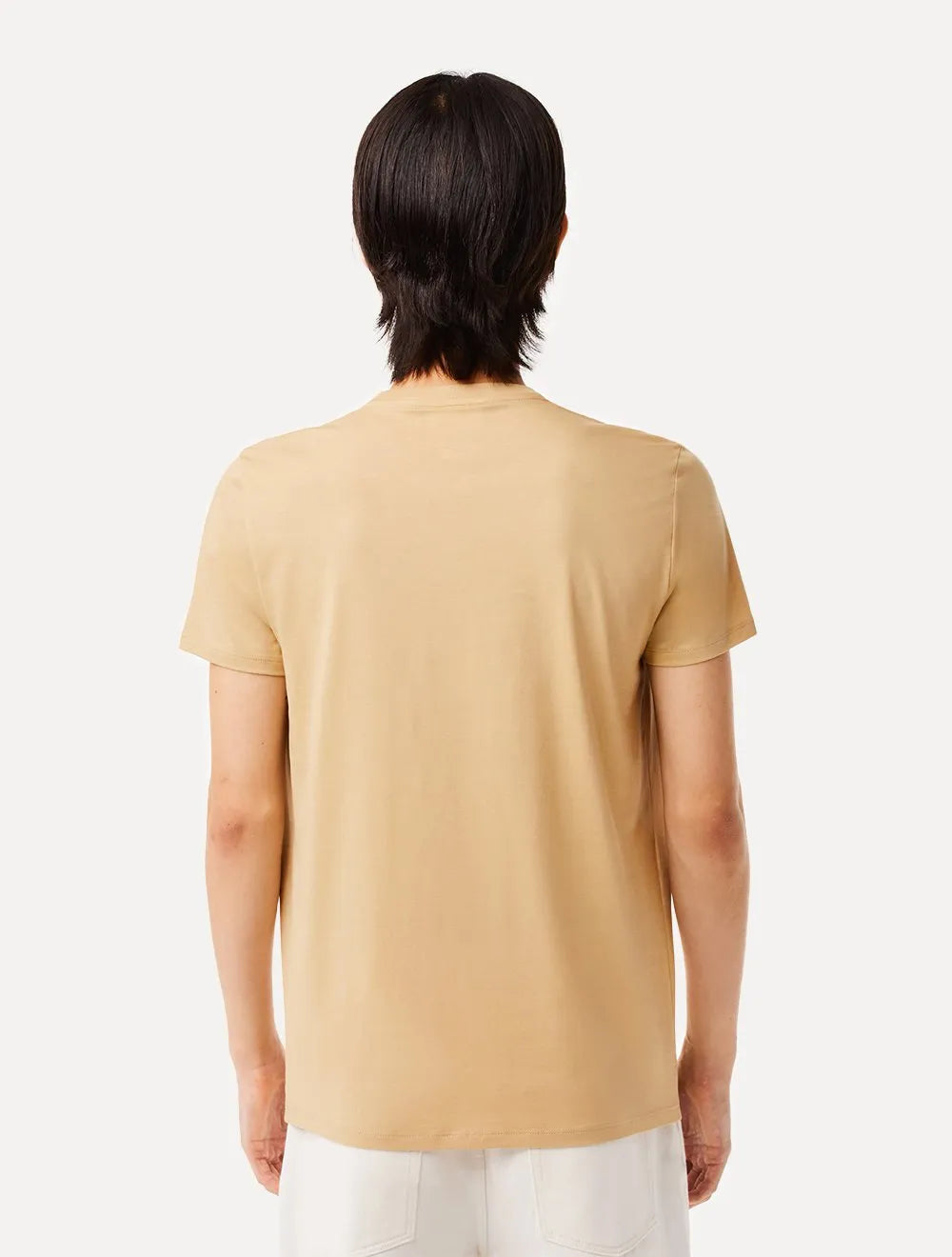 Camiseta Lacoste Masculina Classic Pima Cotton Logo Cáqui Médio