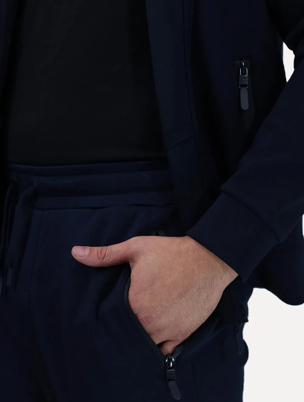 Conjunto Dixen Agasalho Moletom Jaqueta com Zíper Frontal Azul Marinho