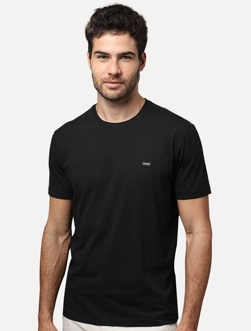 Camiseta Calvin Klein Jeans Masculina Egyptian Cotton Rubber Patch Preta