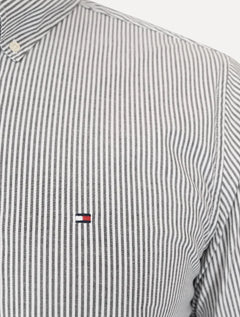 Camisa Tommy Hilfiger Masculina Regular Striped Poplin Preta