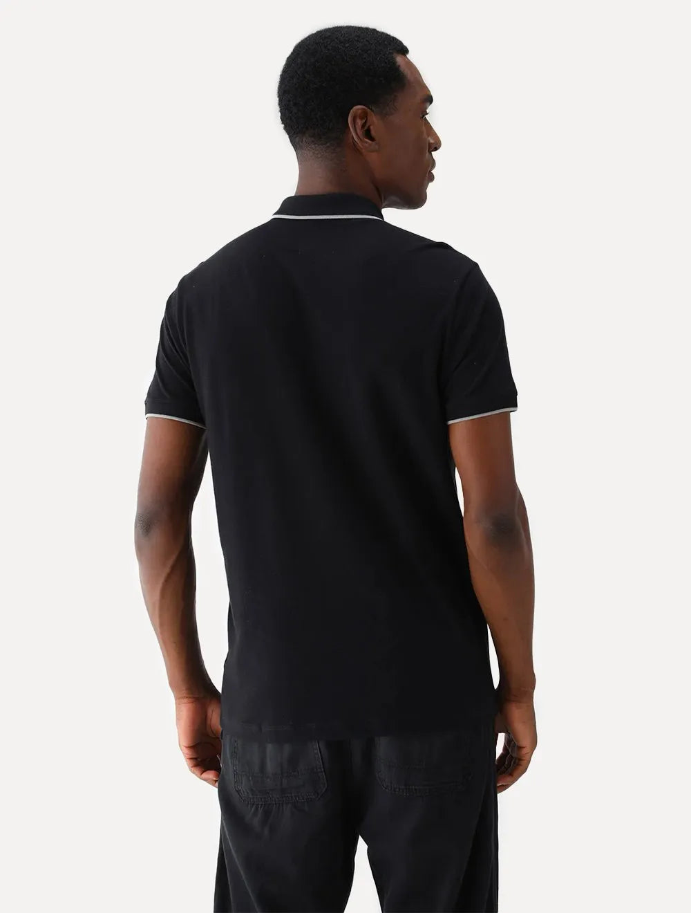 Polo Aramis Masculina Piquet Grey Ziper Preta