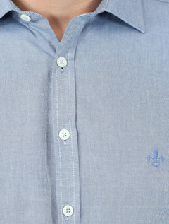 Camisa Dudalina Masculina Slim Fit Superfine Cotton Azul Mescla