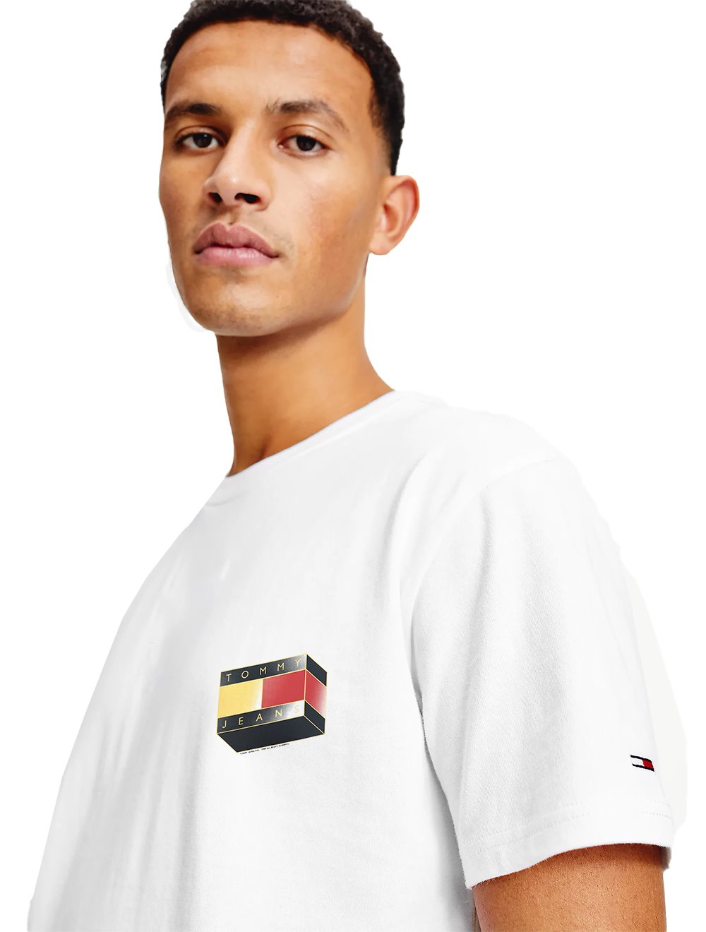 Camiseta Tommy Jeans Masculina 3D Glow Flag Graphic Branca