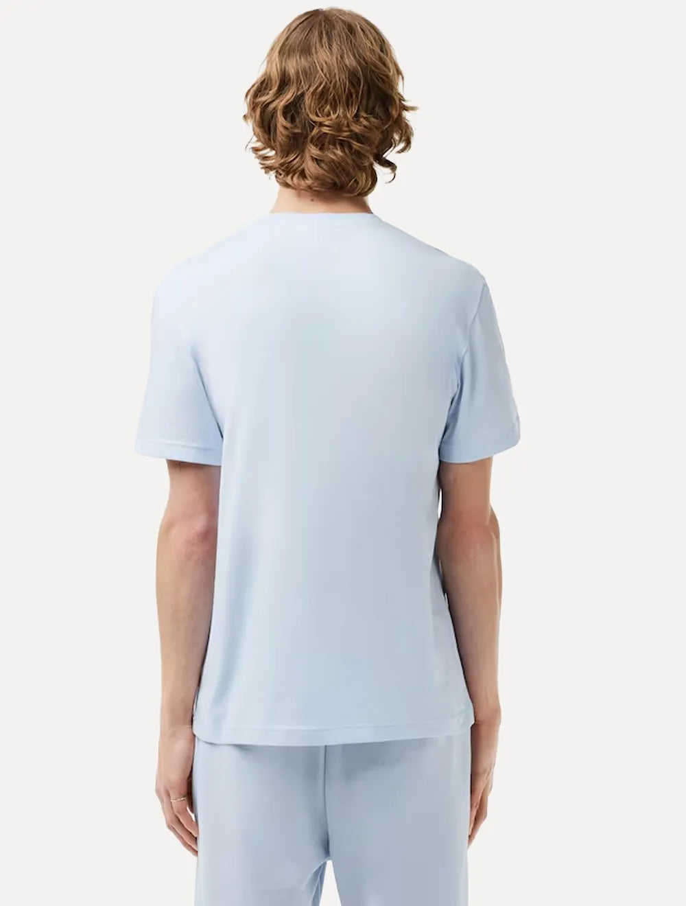 Camiseta Lacoste Masculina Jersey Croco Signature Logo Azul Claro