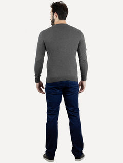 Suéter Calvin Klein Masculina Tricot Front Logo Chumbo