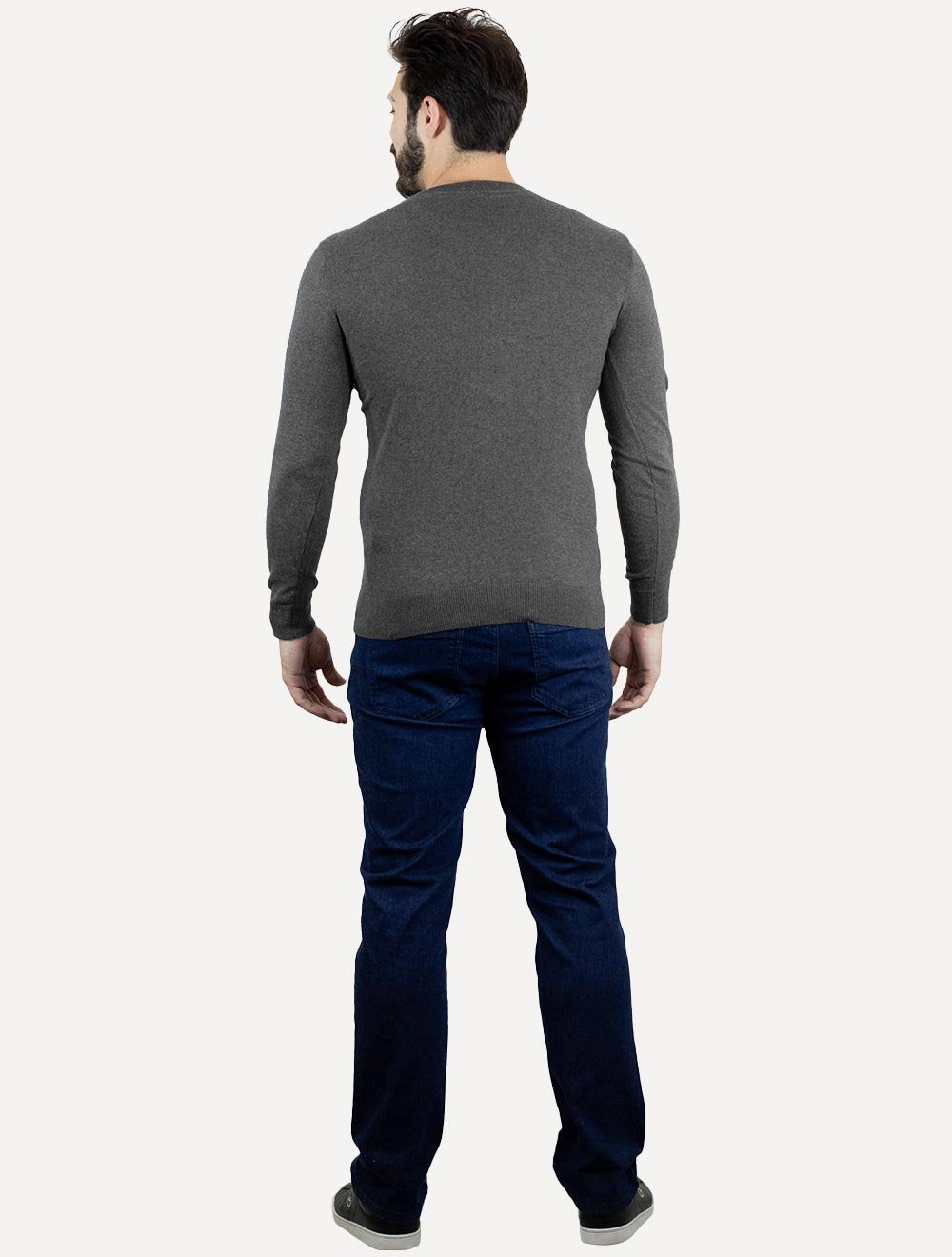 Suéter Calvin Klein Masculina Tricot Front Logo Chumbo