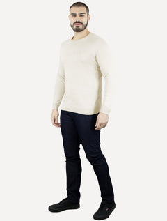 Suéter Calvin Klein Jeans Masculino Crewneck Tricot Liso Areia