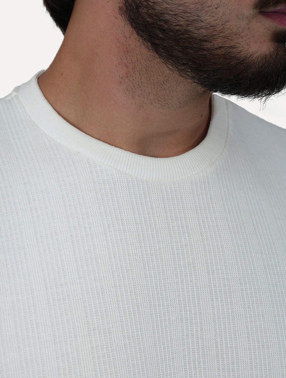 Camiseta King & Joe Masculina Slim Malha Tricot Off White