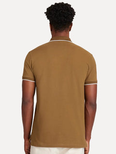 Polo Aramis Masculina Piquet Stripes Collar Tipped Verde Militar