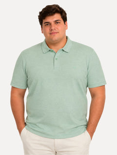 Polo Dudalina Masculina Plus Size Malha Cotton Linho Verde Médio
