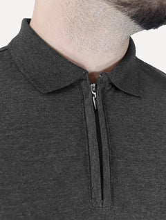 Polo Aramis Masculina Piquet Ziper Grafite Mescla