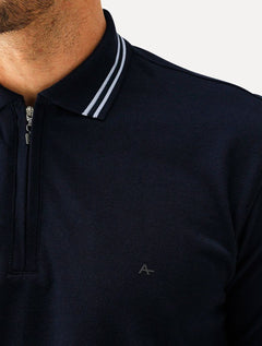 Polo Aramis Masculina Piquet New Classic Zíper Azul Marinho