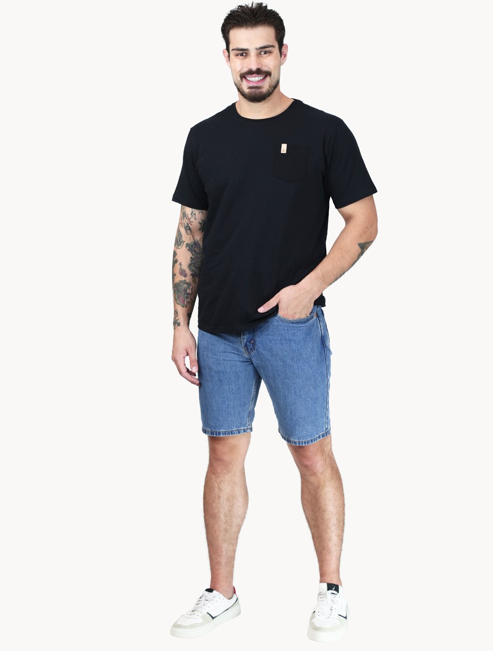 Bermuda Levis Jeans Masculina 405 Standard Shorts Stretch Azul