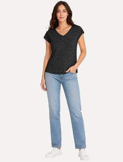 Camiseta Guess Feminina Estampada Gola V Preta