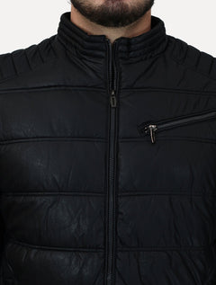 Jaqueta Dixen PU Zíper Frontal Preto
