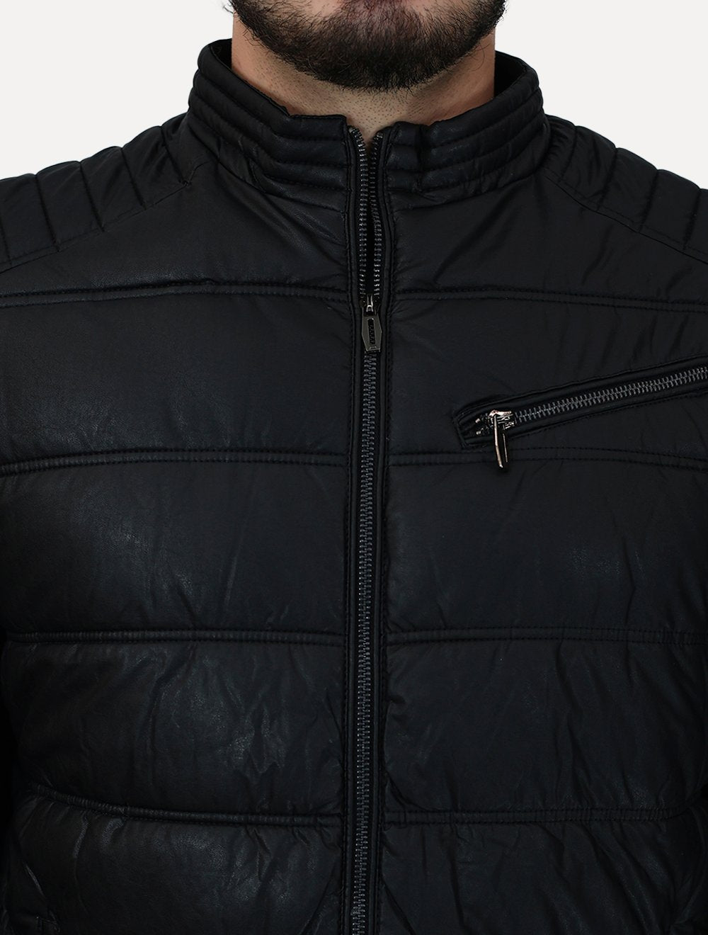 Jaqueta Dixen PU Zíper Frontal Preto