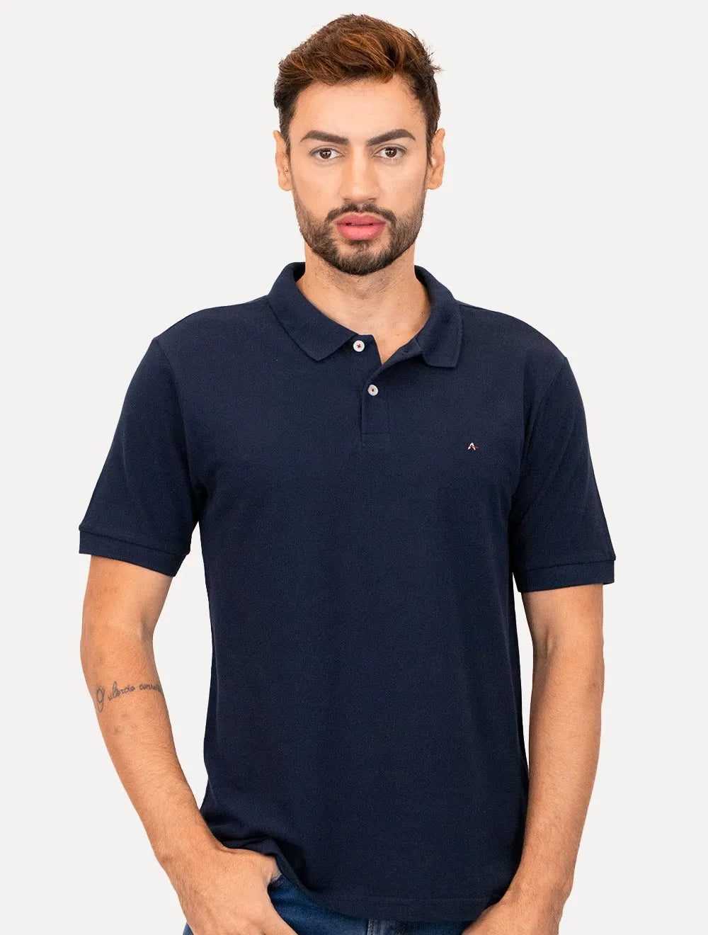 Polo Aramis Masculina Basic Piquet Red Detail Azul Marinho