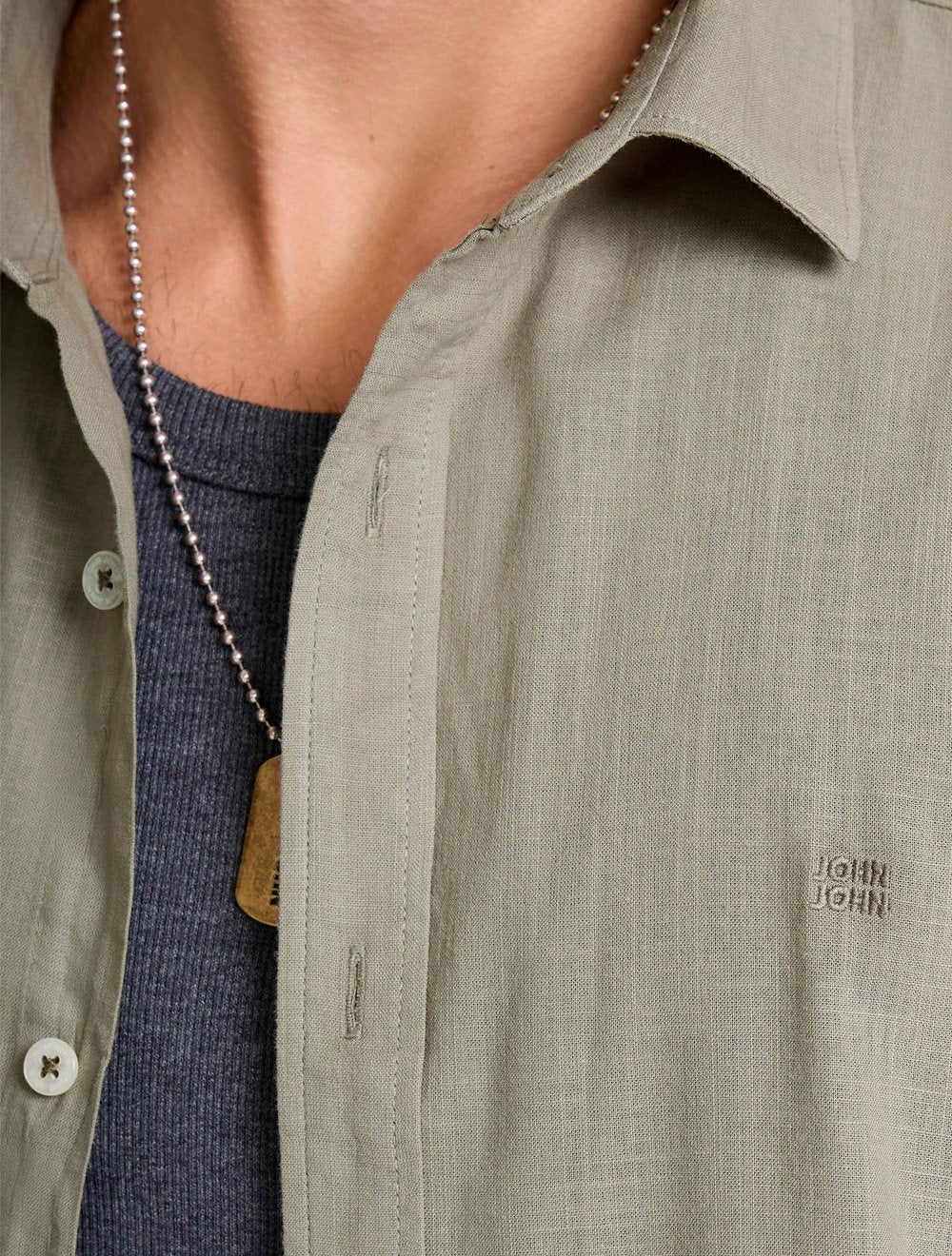 Camisa John John Masculina Relaxed Manga Curta Cotton Verde Claro
