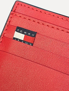 Carteira Tommy Jeans Heritage Red Couro Azul Marinho