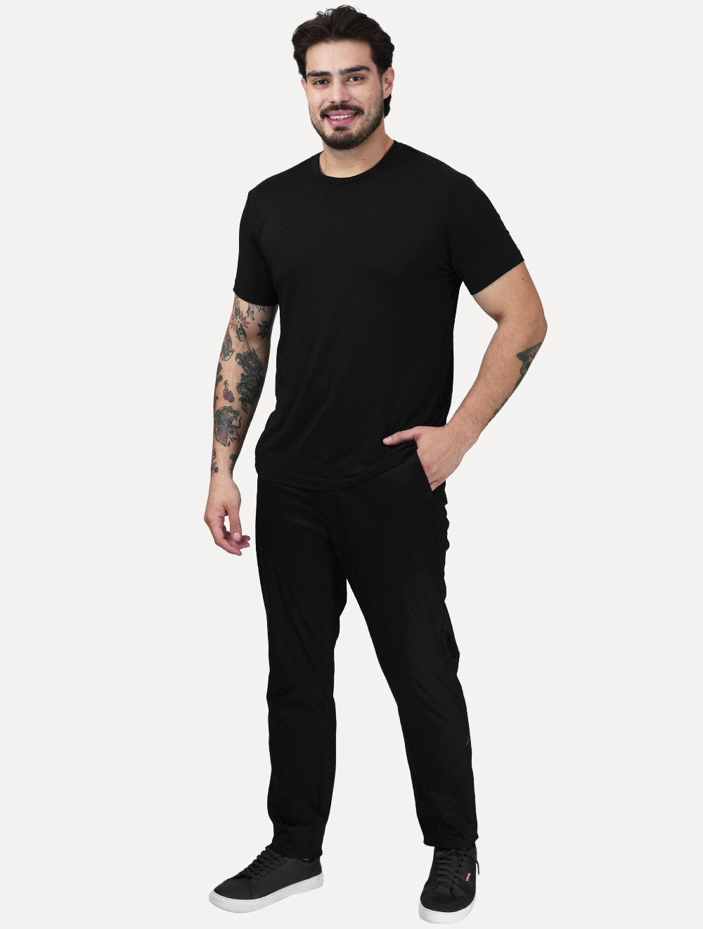 Calça K&J Black Masculina Alfaiataria Cetim Comfort Flex Preto