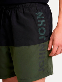 Short John John Masculino Regular Fit Bicolor Preto/Verde Escuro