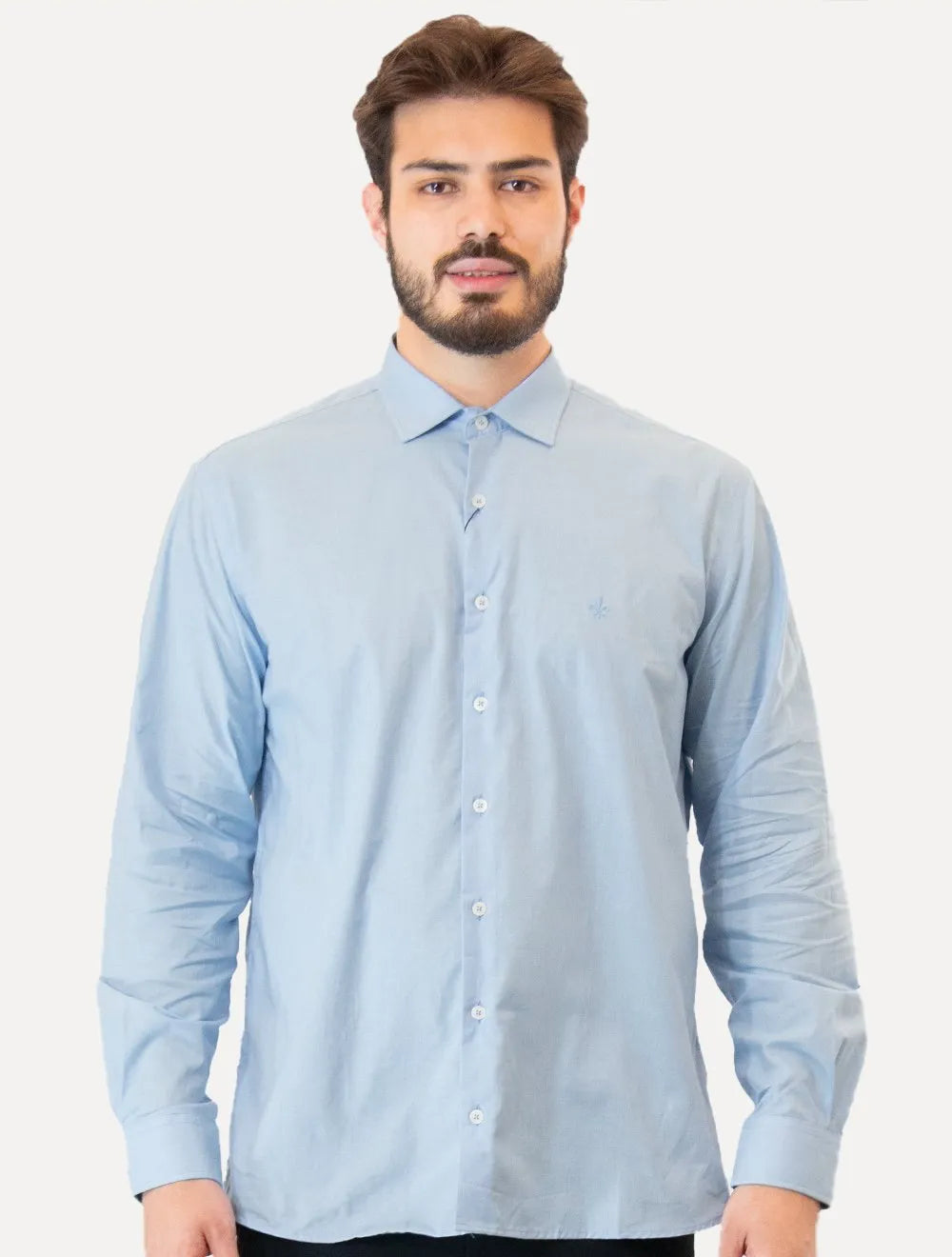 Camisa Dudalina Masculina Comfort Fit Lisa Azul Claro
