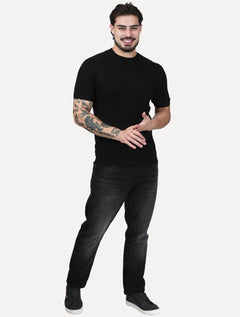 Camiseta Dixen Masculina Tricot Manga Curta Gola Careca Preta