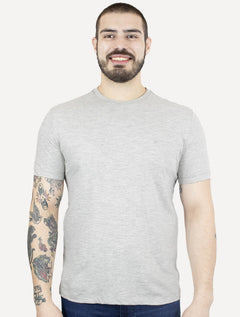 Camiseta Calvin Klein Masculina Flame Bordado CK Cinza Mescla