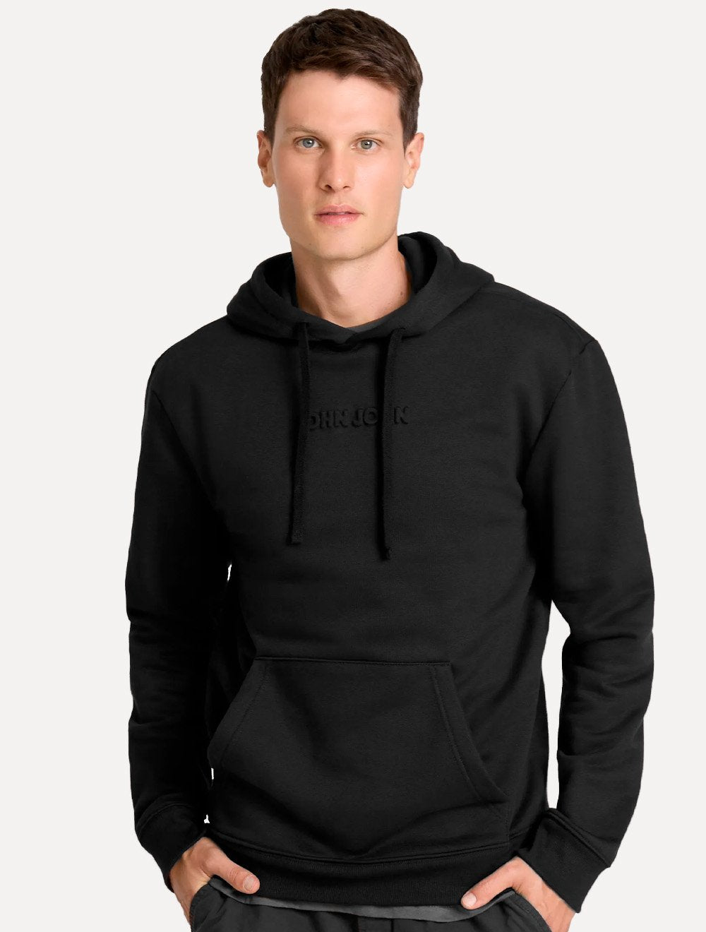 Moletom John John Masculino Embossed Capuz Logo Preto