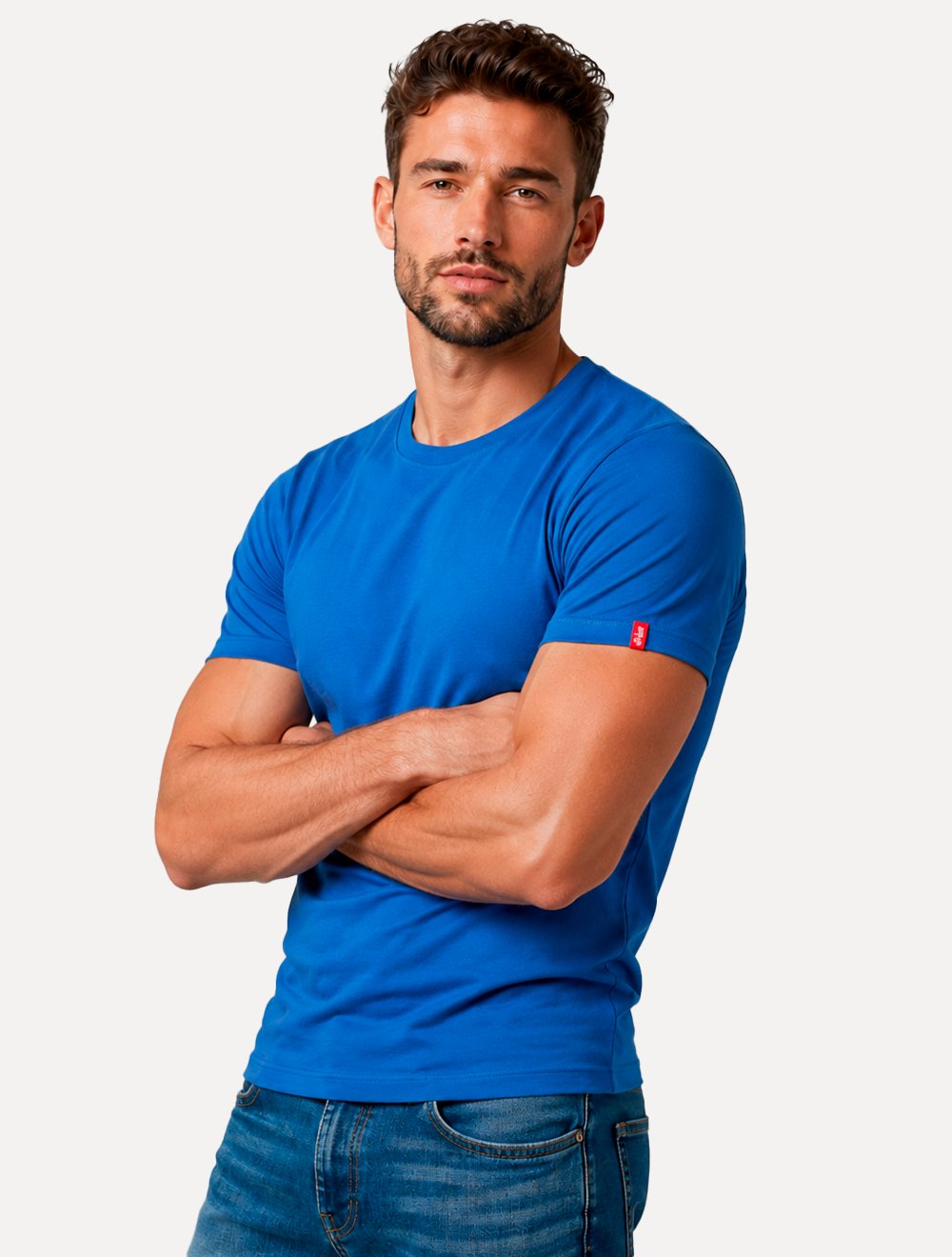 Camiseta Levis Masculina Slim Tag Sleeve Lisa Azul