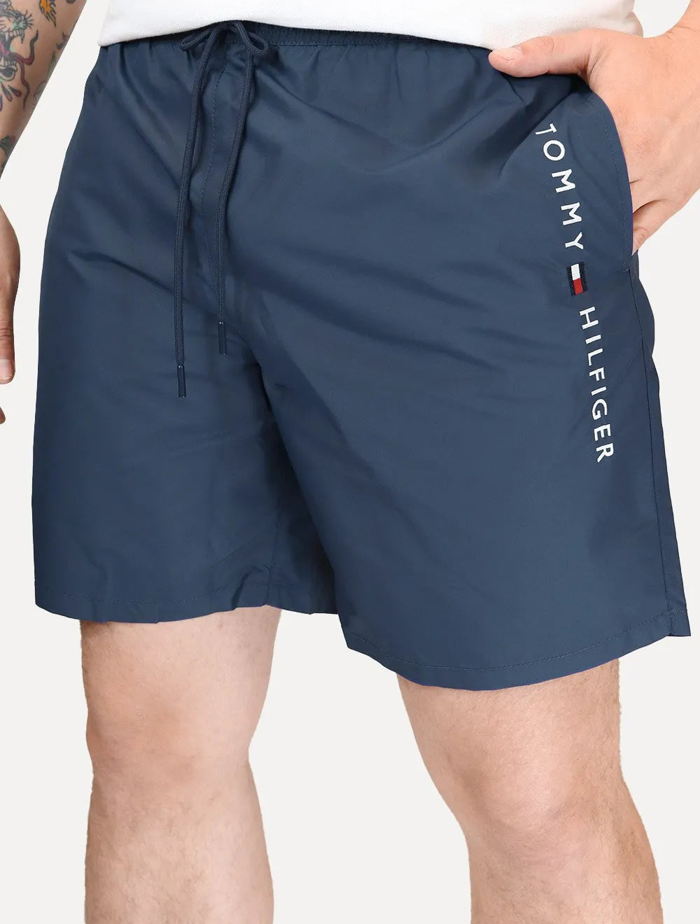 Short Tommy Hilfiger Masculino Long Drawstring Core Logo Azul Médio