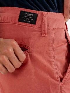 Bermuda King & Joe Masculina Slim Sarja Tinturada Vermelho Coral