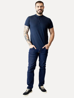 Polo Dixen Masculina Piquet Gola Padre Lisa Azul Marinho