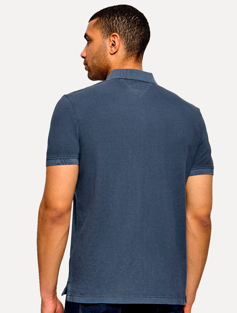 Polo Tommy Hilfiger Masculina Regular Piquet Garment Dye Azul Escuro