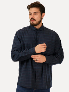 Camisa Dudalina Masculina Comfort Linen Blend Azul Marinho
