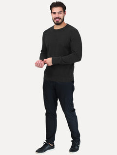 Blusa Aramis Masculina Tricot Gola Careca Preta Mescla