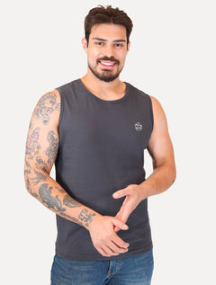 Regata King & Joe Masculina Logomania Circle Script Peito Chumbo
