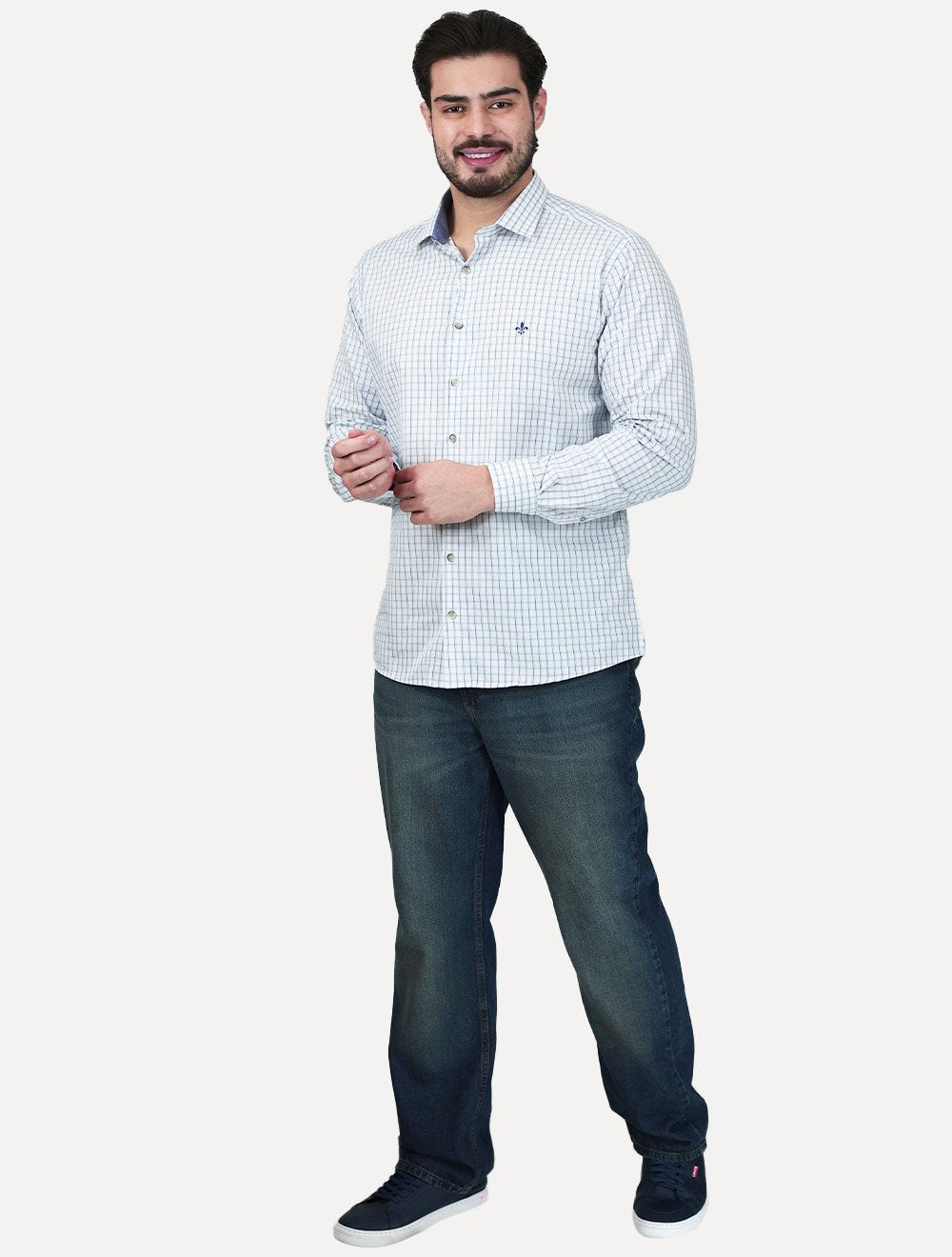Camisa Dudalina Masculina Slim Fit Superfine Cotton Listrada Azul Claro