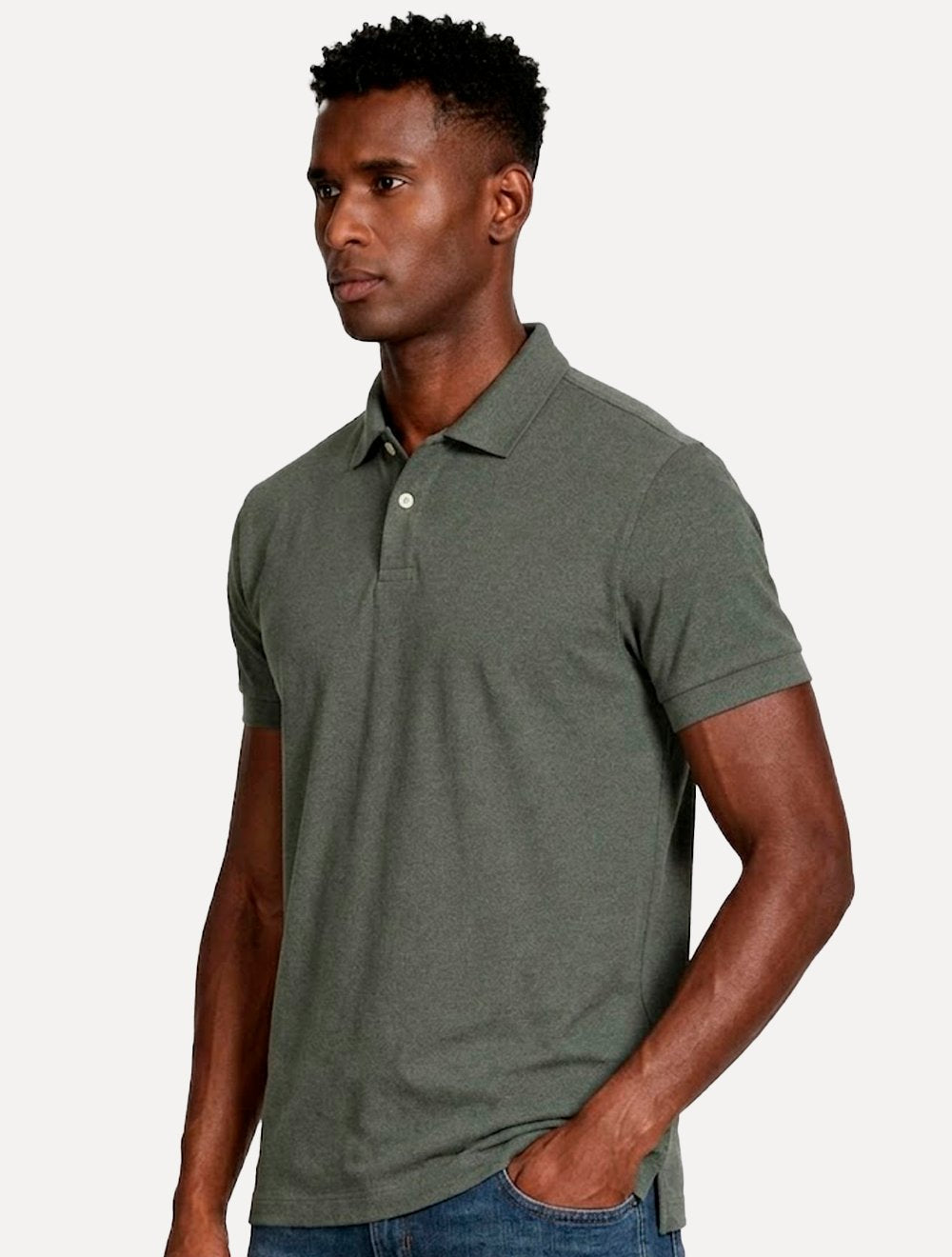 Polo Aramis Masculina Basic Piquet Mescla Mono Verde Militar