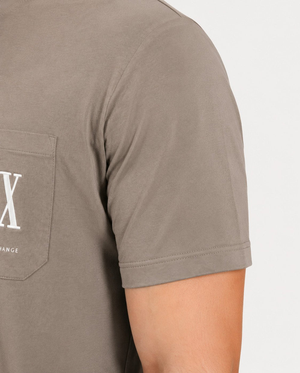 Camiseta Armani Exchange Masculina Regular Fit Pocket AX Logo Cáqui