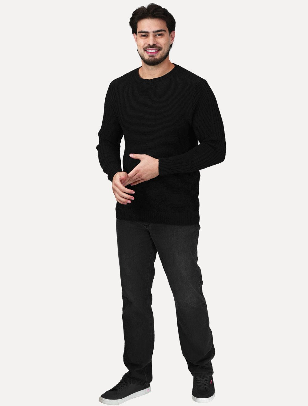 Suéter Dixen Masculino Tricot Straight Braids Preto
