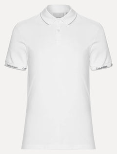 Polo Calvin Klein Masculina Piquet Slim Básica Friso Logo Punho Branca