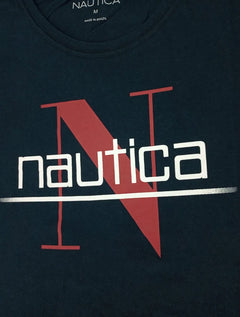 Camiseta Nautica Masculina N Logo Underline Azul Marinho