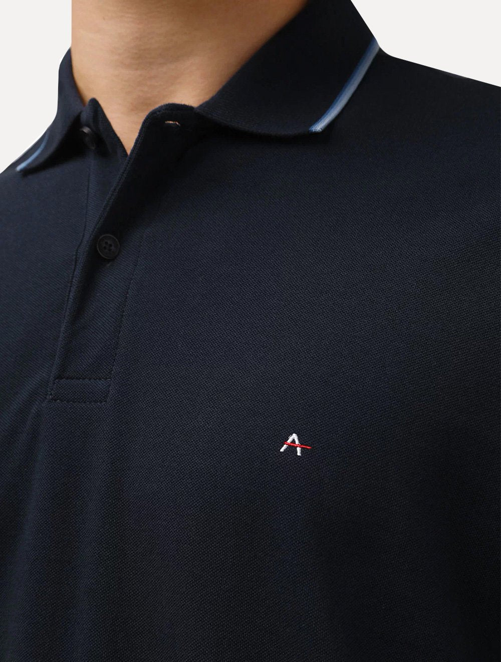 Polo Aramis Piquet Blue Stripes Collar Tipped Azul Marinho