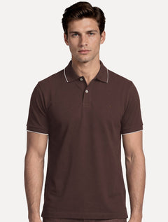 Polo Aramis Masculina Piquet White Friso Bordô Escuro