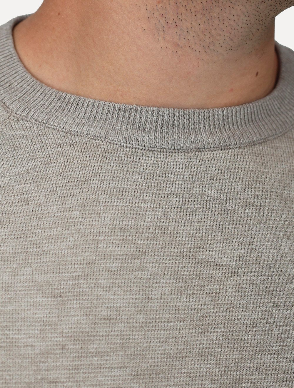 Suéter Dixen Masculina Tricot Manga Longa Raglan Gola Careca Areia