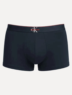 Cueca Calvin Klein Low Rise Trunk Cotton New Re Issue Red Logo Azul Marinho