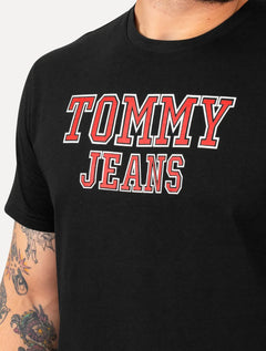 Camiseta Tommy Jeans Masculina Regular College Print Preta